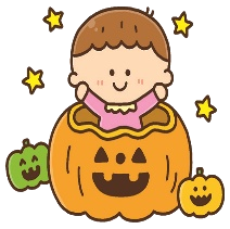 かぼちゃに入った女の子のイラスト