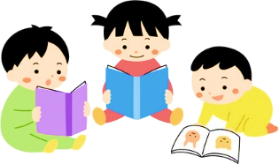 絵本を読む子どもたちのイラスト
