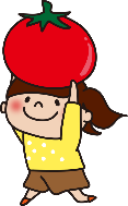 トマトを頭の上にかかげる女の子のイラスト