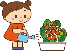 水やりをする女の子